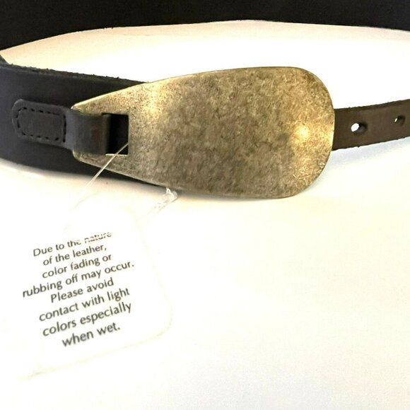 Free People Black Leather Oyster Bay Hip Belt NWT Sz M/L - Picture 5 of 6